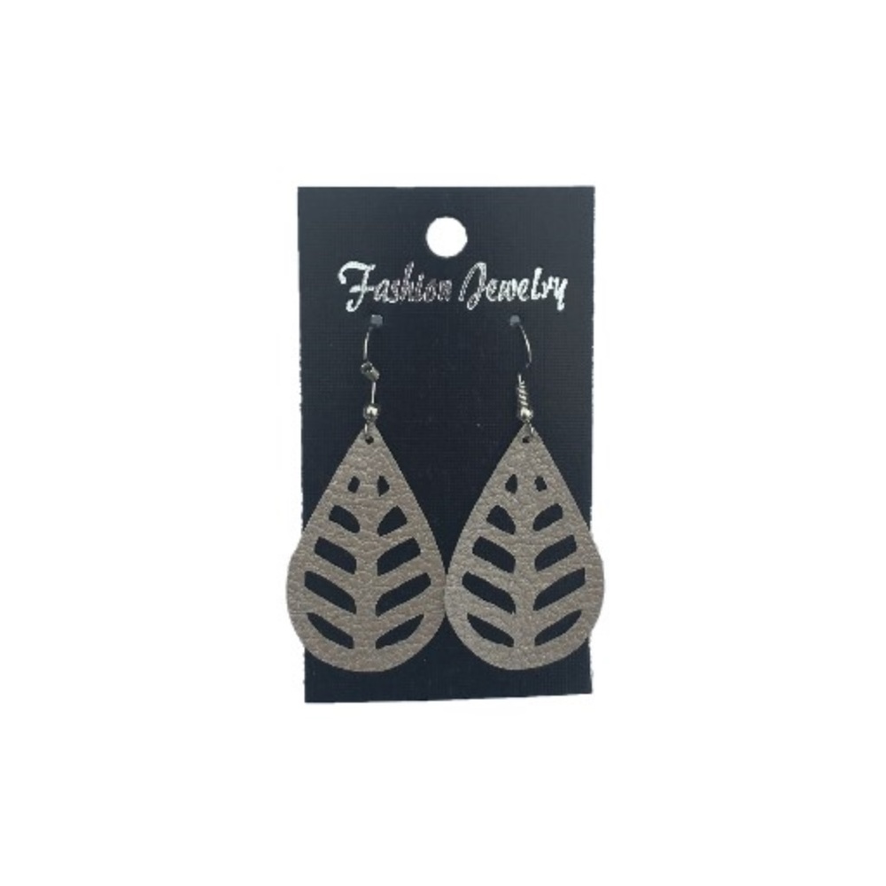 Handmade Light Weight Beige Faux Leather Earring